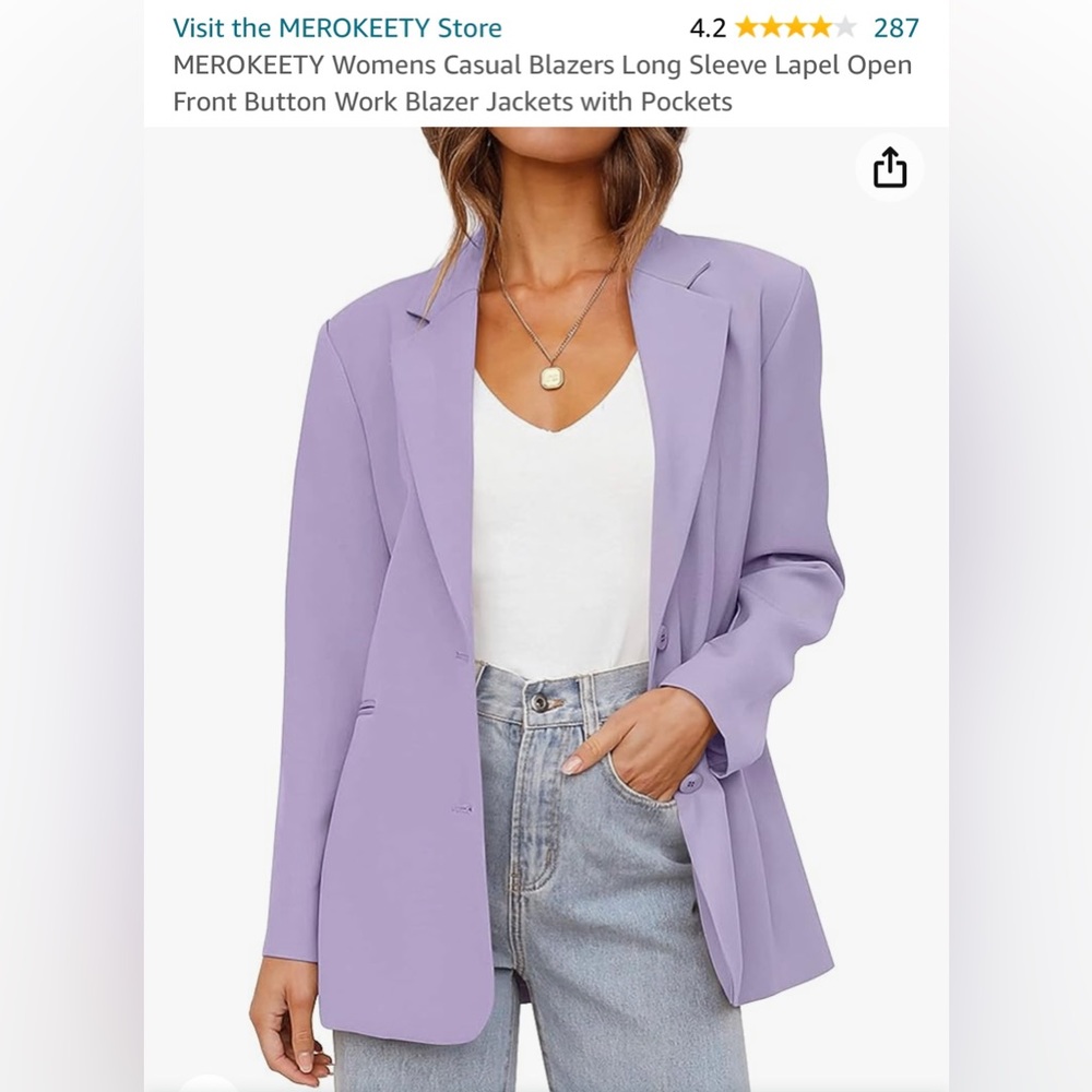 Merokeety new lavender blazer size small